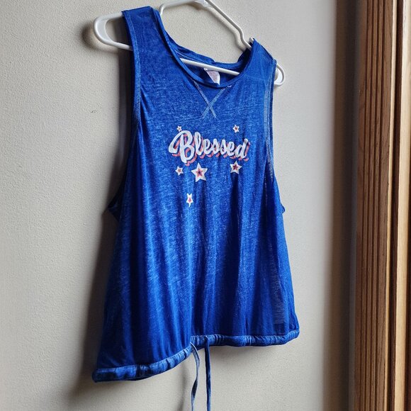 No Boundaries Blue Blessed Tank Top Size XL - Picture 4 of 14